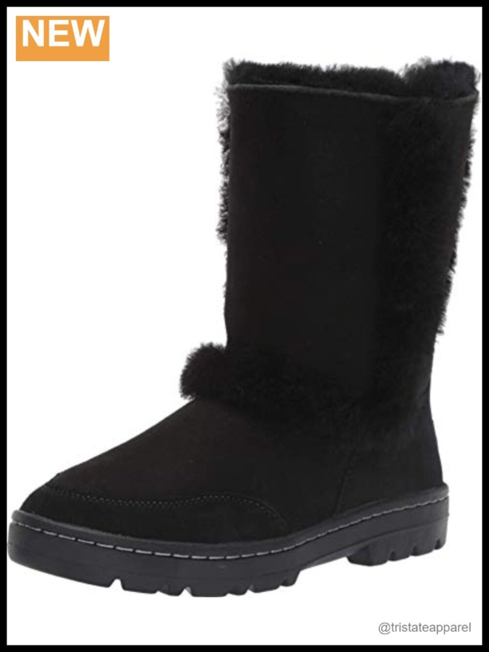 Women's Sheepskin Snow Boots Mid-Calf Pull-On Water Resistant